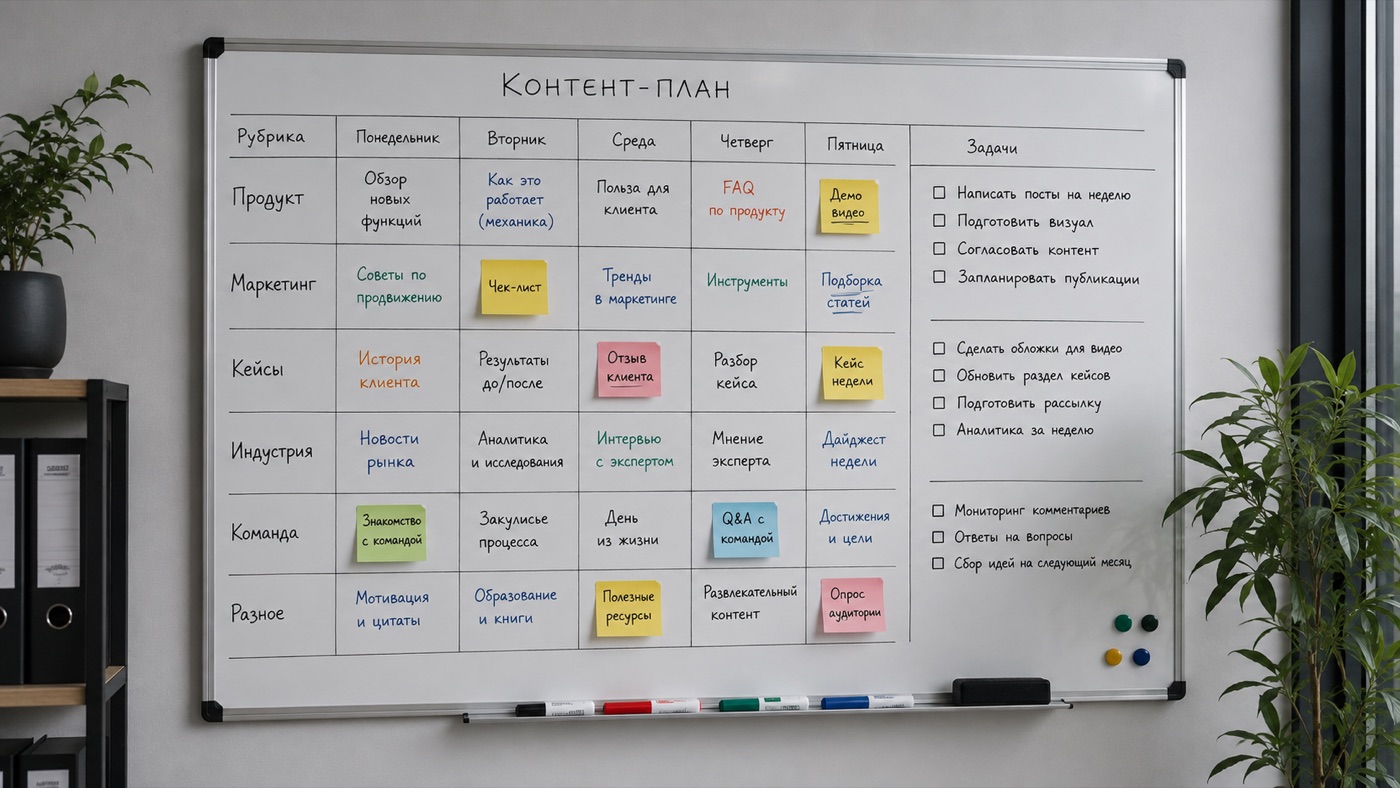 Un plan de contenu sur un tableau blanc