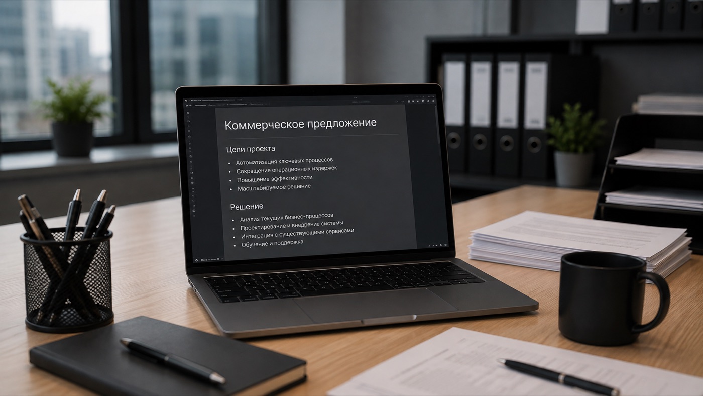 Une proposition commerciale sur un écran d'ordinateur portable