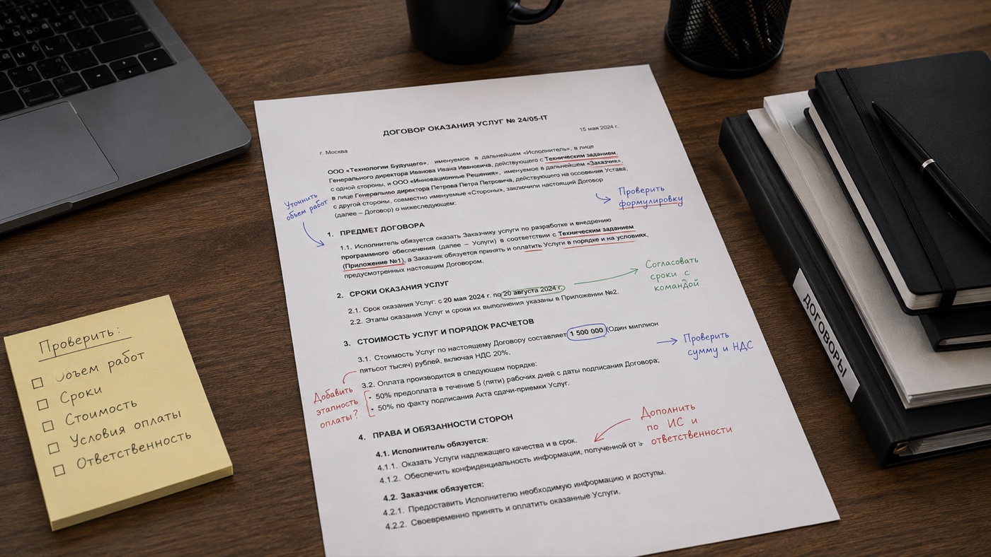 Un contrat annoté par un juriste